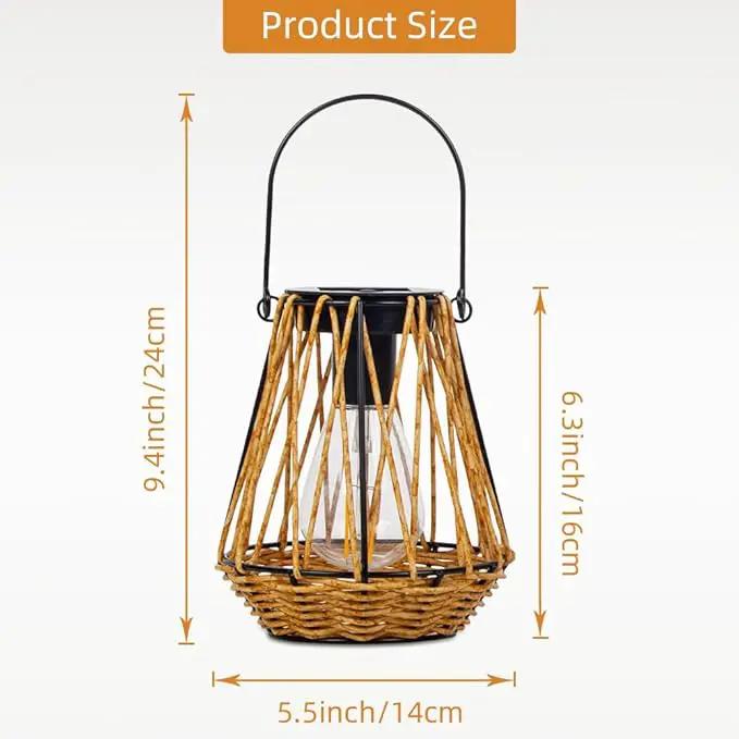 Solar Lanterns,2 Pack Hanging Solar Lantern Outdoor Lanterns for Patio Waterproof,Rattan Lantern with Handle,Decorative Retro Rattan Lights for Yard by GreenHaven Gardens