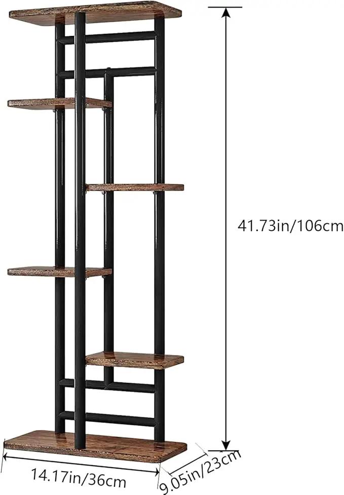 LINZINAR Plant Stand 6 Tier 7 Plant Multiple Flower Rack Holder Shelves Rack Storage Organizer Display Indoor Planter for Balcony Bedroom Patio Garden Living Room, Black by GreenHaven Gardens