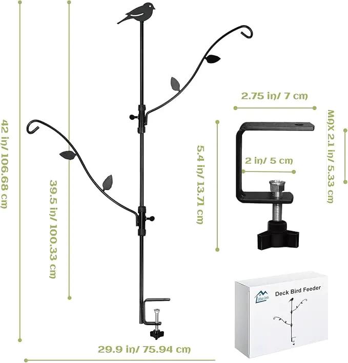 Deck Bird Feeder with Multi-Hooks and Adjustable Branches for Porch by GreenHaven Gardens