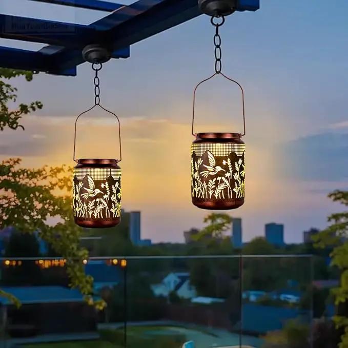 Hummingbird Solar Lanterns Outdoor Waterproof,Metal Garden Decor Hummingbird Gifts Hanging Solar Lanterns Outdoor Lights for Patio, Yard, Poch,Table Birthday Gifts for Women Mom by GreenHaven Gardens