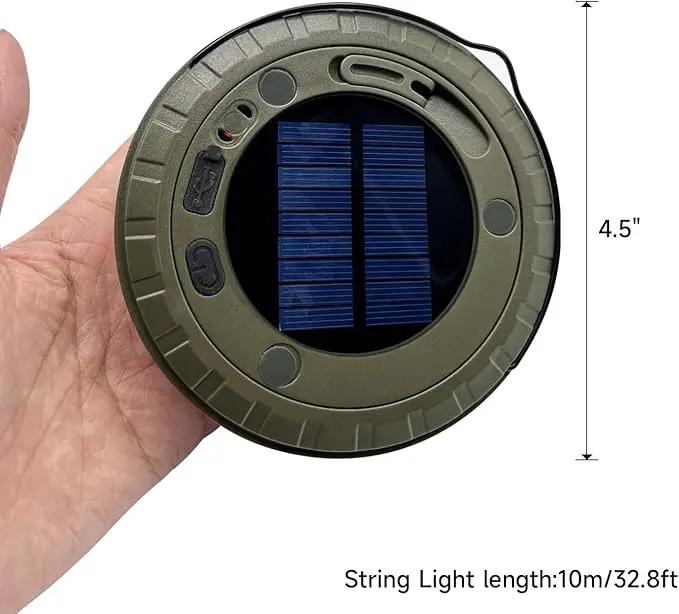 Solar Camping String Lights Roll Up 32.8FT, Rechargeable via Solar and USB, Waterproof Portable 2 in 1 Camping String Lights Lamp for Outdoor Camp Tent Garden Party Festival Decorations by GreenHaven Gardens