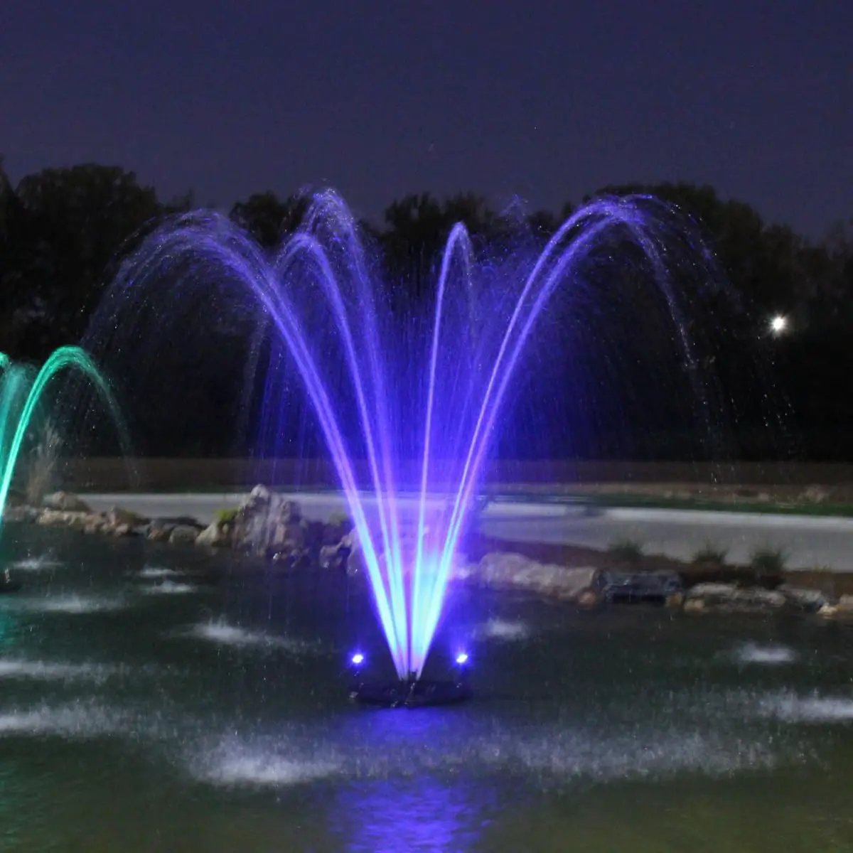 HALF OFF PONDS Floating Fountain – 1/2 HP Pond Aerator, 100' Cord – 6,100 GPH Water Pump – 9 Spray Patterns - White LED Lights - for Ponds & Water Gardens by GreenHaven Gardens