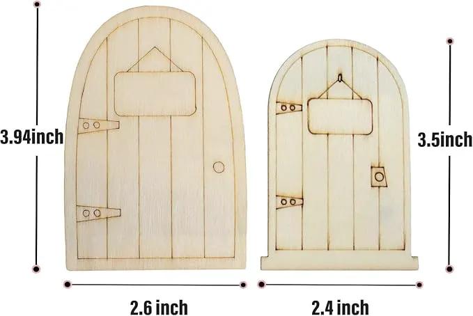 AUEAR, 24 Pack Unpainted Fairy House Doors Mini Wooden Miniature Garden Door for DIY Craft 4 Styles by GreenHaven Gardens