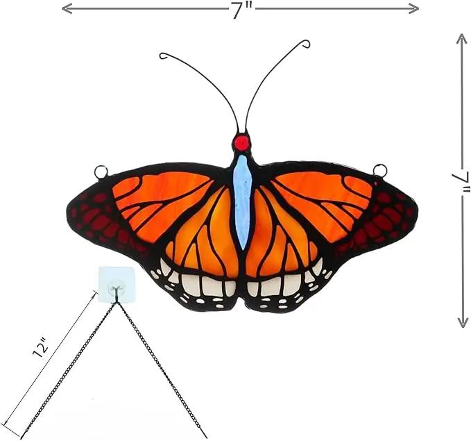 Stained Glass Window Hangings Butterfly Tiffany Style Butterfly Suncatcher for Window Hanging Suncatchers Handcrafted Ornament (Yellow) by GreenHaven Gardens