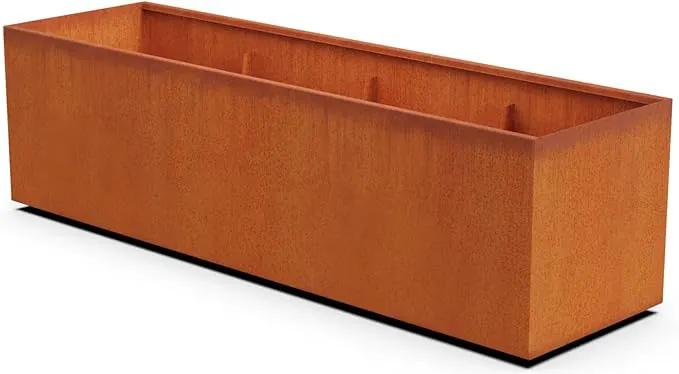 Corten Steel Planter Rectangle Outdoor Metal Garden Box Heavy Duty | Made in USA | Fully Assembled by GreenHaven Gardens