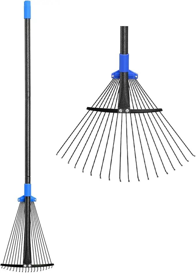 Rake for Leaves, 5ft Adjustable Metal Garden Leaf Rake with Expandable Head 7-16", Small Cllapsible Rakes for Lawns Gardening Camping Heavy Duty by GreenHaven Gardens