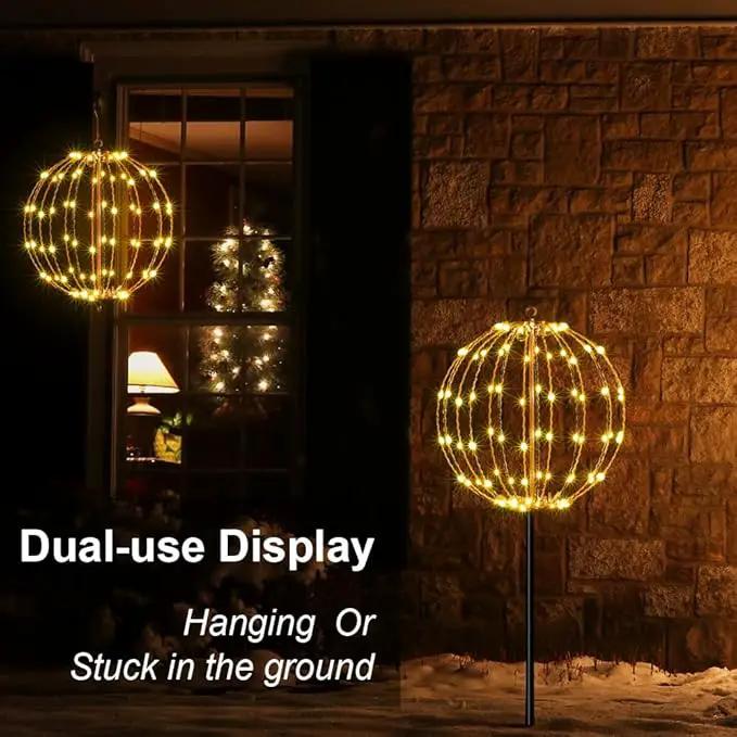 LIGHTSHARE 12IN 96LED Light Ball Light Garden Yard Decoration Pathway Lights Sphere Light with Fold Flat Metal Frame Indoor Outdoor Waterproof, Plug in by GreenHaven Gardens