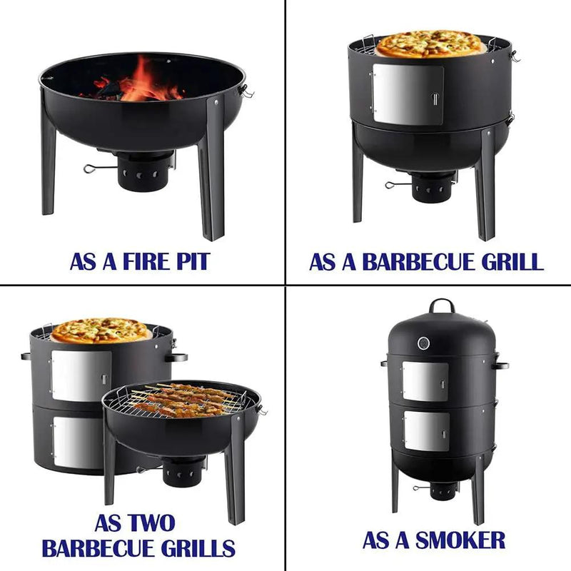 Realcook Charcoal BBQ Smoker Grill - 20 Inch Vertical Smoker for Outdoor Cooking Grilling by GreenHaven Gardens