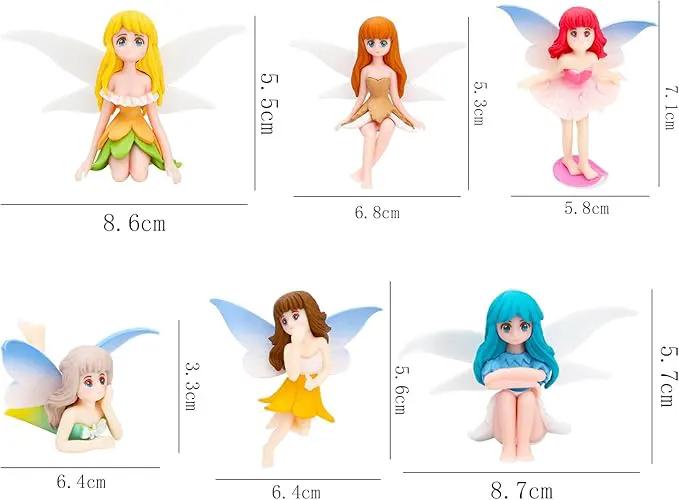 ONEST 6 Pieces Miniature Fairy Garden Accessories Small Fairy Figurines Hand Painted Fairy Figures Girl Fly Wing Figurines for Car Decor Fairy Garden Flower Pot Birthday Cake Topper by GreenHaven Gardens