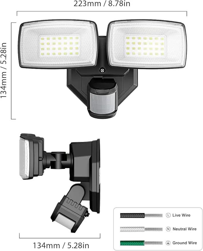 Onforu 32W 2 Head Motion Sensor Outdoor Lights, 3200LM 6500K LED Security Light, Dusk to Dawn, Motion Detector Light for Outside, IP65 Waterproof Flood Lights for Garage, Yard(Black) by GreenHaven Gardens