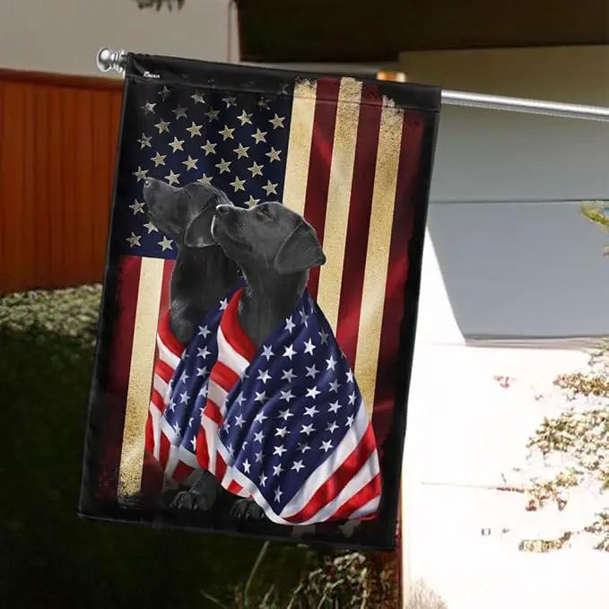 FLAGWIX Patriot American Dog Flag - Labrador Retriever Dogs Double Sided Flag - 4th of July Decorations for Home, Outside, Patriotic House Flag 30x40 Heavy Duty Canvas, Decorative Indoor Outdoor Flag by GreenHaven Gardens