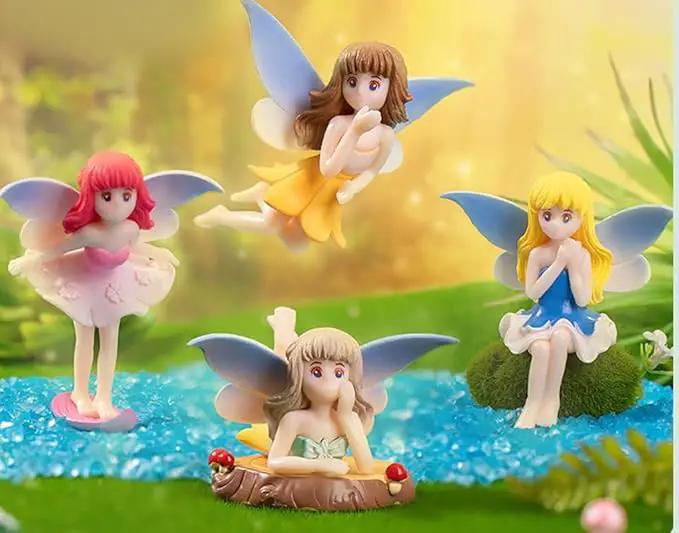 Miniature Fairy Garden Accessories, Fairy Figurine Set, Flower Pot,Garden Wands, Home Decoration, Birthday Cake Topper, 6 Pieces, Children's Outdoor Statues by GreenHaven Gardens