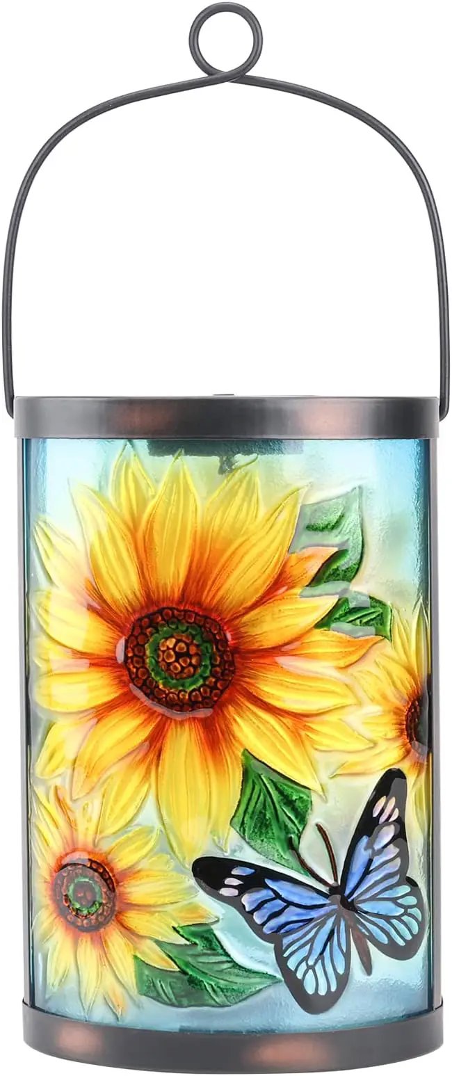 Hanging Solar Lantern Outdoor Waterproof LED Solar Lights Sunflower Decorative Solar Lanterns Tabletop Lamp for Outdoor Patio Garden Yard Decor by GreenHaven Gardens