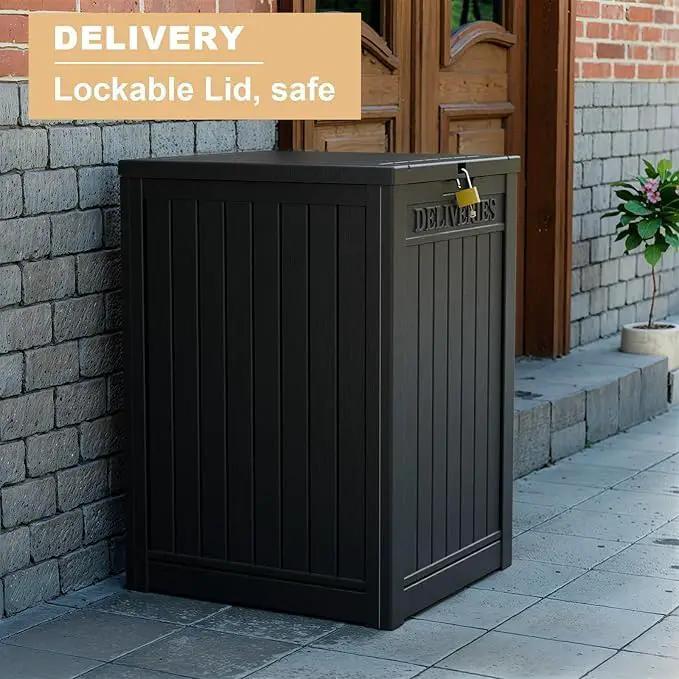 DRATO 48 Gallon Package Delivery Box, Large Lockable Storage Box, Double-Wall Resin Outdoor Package Delivery and Waterproof Deck Box for Porch, Patios by GreenHaven Gardens