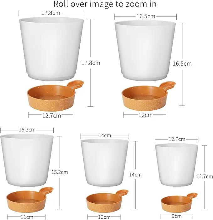 GARDIFE Plant Pots 7/6.5/6/5.5/5 Inch Self Watering Planters with Drainage Hole, Plastic Flower Pots, Nursery Planting Pot for All House Plants, African Violet, Flowers, and Cactus,White by GreenHaven Gardens