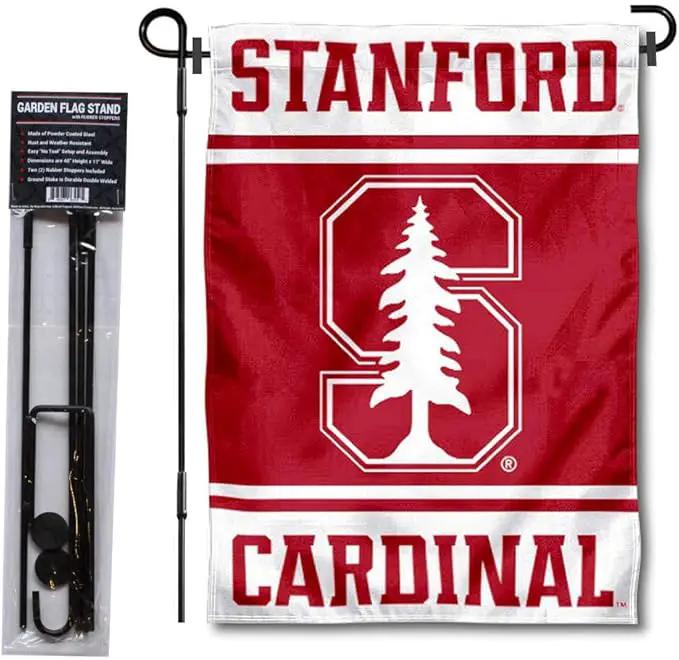 College Flags & Banners Co. Stanford Cardinal Garden Flag with Stand Holder by GreenHaven Gardens