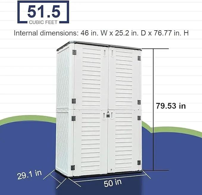 KINYING Outdoor Storage Cabinet Waterproof, Resin Vertical Outdoor Storage Shed for Patio Furniture, Garden Tools, Pool Accessories, Mower Storage (66 Cu.ft, Off White) by GreenHaven Gardens