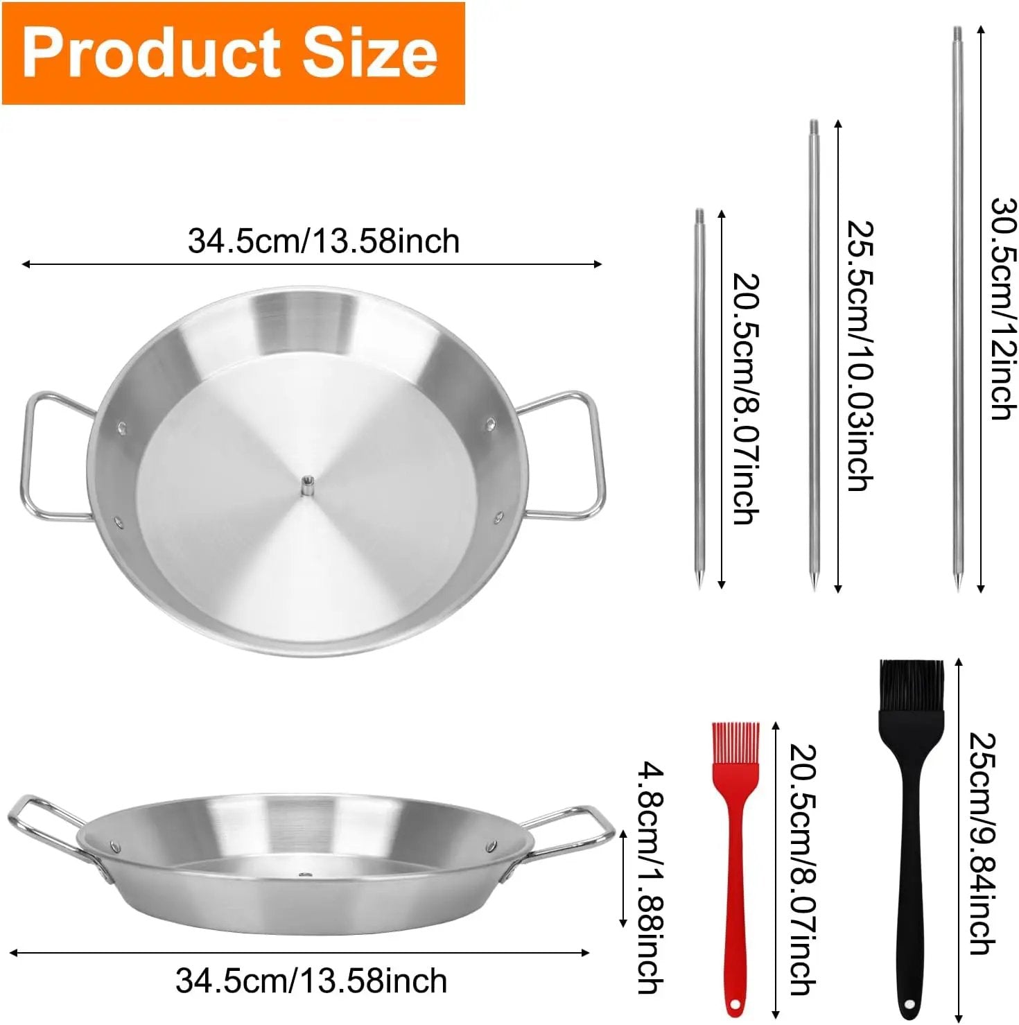 Al Pastor Skewer for Grill, Stainless Steel Vertical Skewer Shawarma Stand Vertical Spit with 3 Removable Spikes(8”/10"/12”) & Brushes Gyro Pan for Tacos, Kebabs Smoker,BBQ by GreenHaven Gardens
