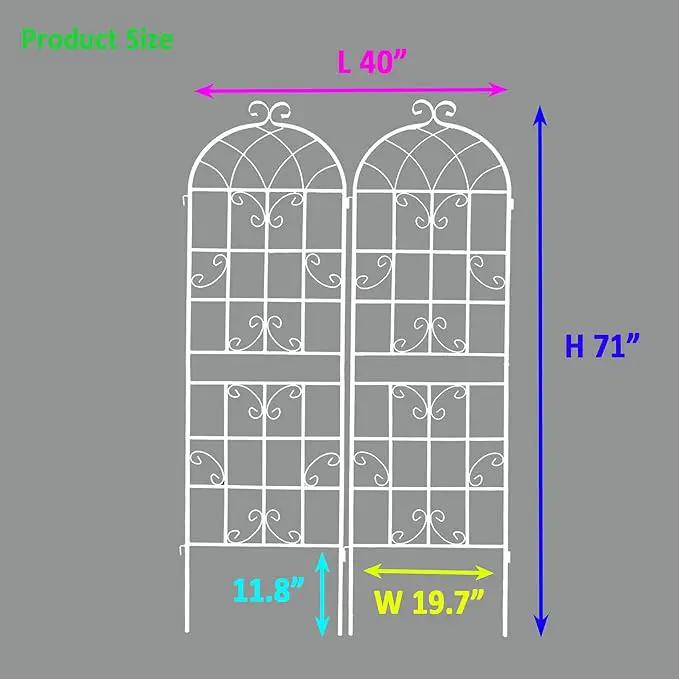 2 Pack Metal Garden Trellis 71" H Fence Rustproof Garden Trellis for Climbing Plants Support Roses Flower Outdoor Lawn, Cream White by GreenHaven Gardens