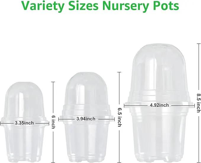 Bonviee 36 Packs 3.5/4/5 Inch Clear Nursery Pots with Humidity Domes, Variety Sizes Seed Starting Pots with Drainage Holes, Transparent Garden Containers for Succulents, Flowers and Cactus-Clear by GreenHaven Gardens