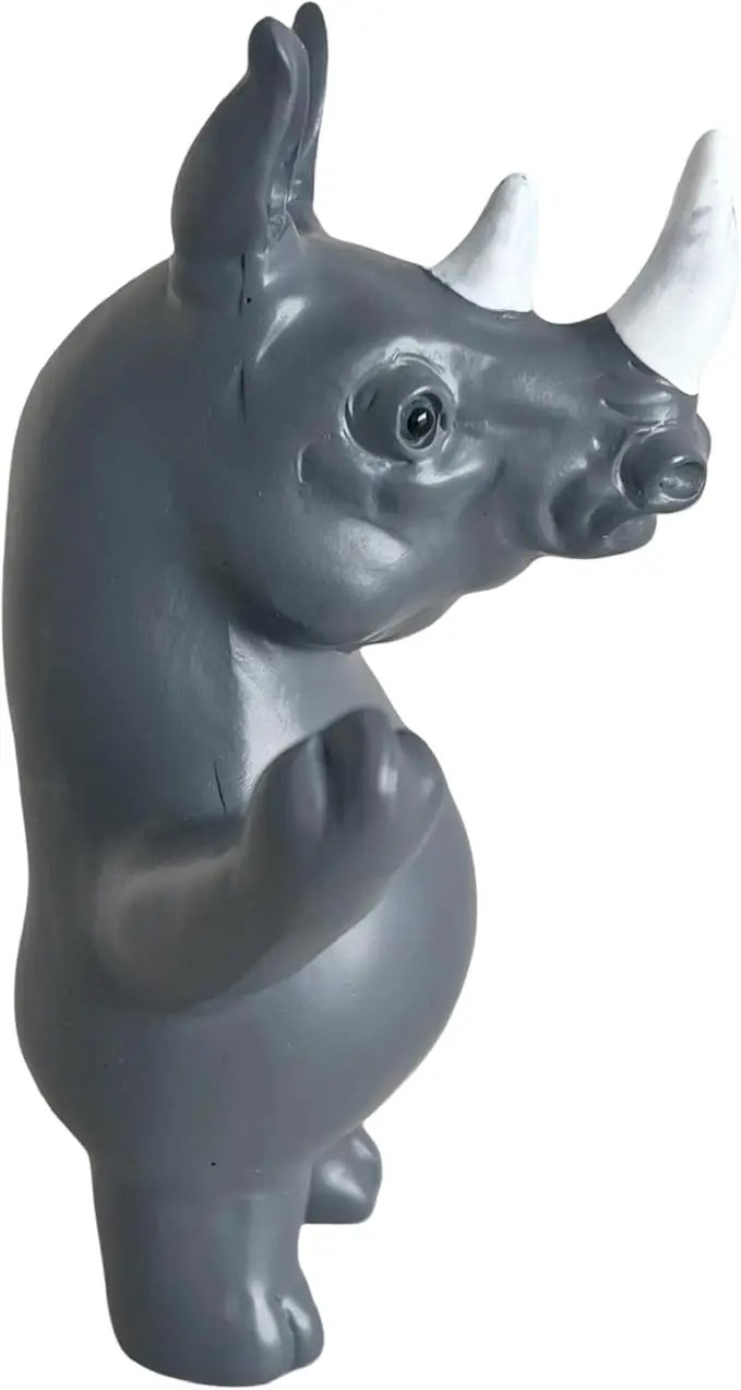 Jxueych Rebellious Rhino Figurine, Miniature Resin Rhino Standing 4 Inch, Adorable Mini Rhino - The Perfect Blend of Power and Charm for Your Home Decor! by GreenHaven Gardens