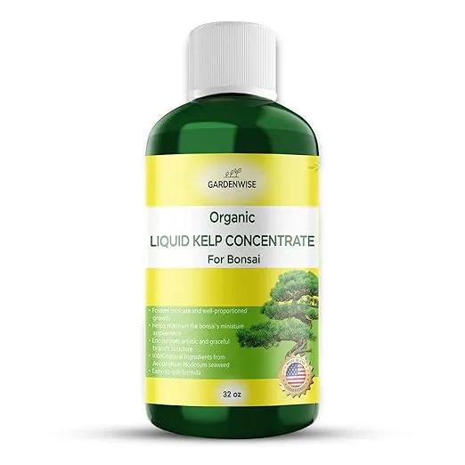 Organic Premium Seaweed Fertilizer for All Bonsai - Liquid Kelp Plant Food - Nutrient-Rich Liquid Plant Food & Soil Enhancer for Growth Control (32 OZ)