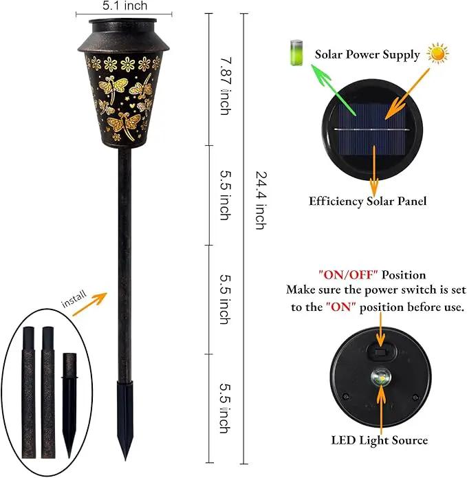 Solar Pathway Lights, Dragonfly Metal Copper Lantern for Yard, Garden, Walkway, Lawn and Patio Decor, Outdoor Waterproof Landscape Lighting Gifts for Women, Mom, Grandma by GreenHaven Gardens