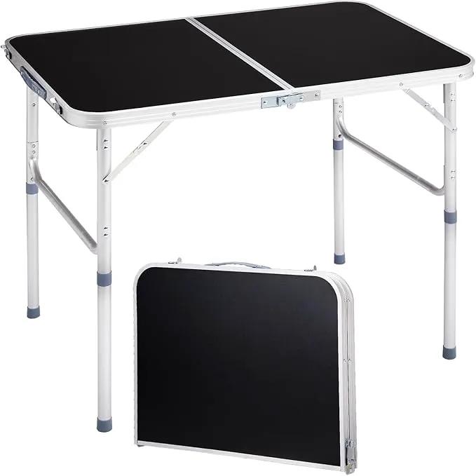 Outvita 3ft Portable Folding Camping Table, Outdoor Waterproof Adjustable Height Table, Aluminum Lightweight Suitcase Foldable Table for Picnic BBQ Beach Dining by GreenHaven Gardens
