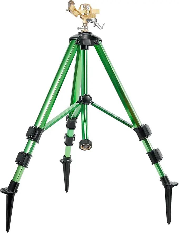 Impact Sprinklers on Tripod Base,Heavy Duty Lawn Sprinkler for Yard with 360 Degree Large Area Coverage Irrigation,Brass Sprinklers with Adjustable Head Nozzle,3/4Inch Connector Extension Legs by GreenHaven Gardens
