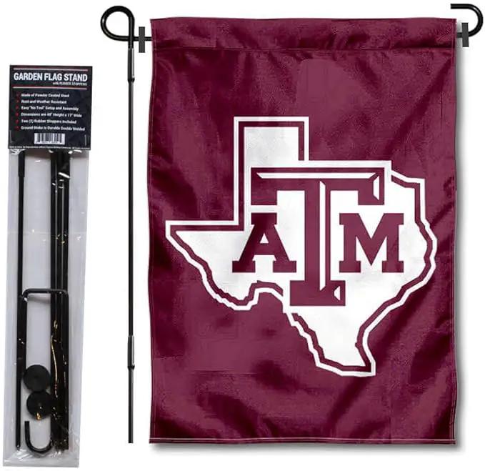 College Flags & Banners Co. Texas A&M Aggies Lone Star Garden Flag with Pole Stand Holder by GreenHaven Gardens