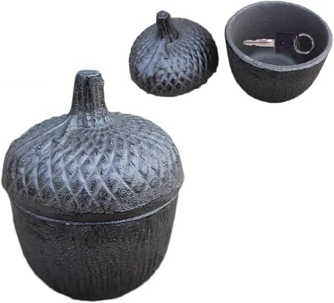 Garden Decoration Pine Cone Cast Iron Key Hider Stone Diversion Safe Key Outside Hider Hide-A-Key Holder Safely Hiding Your Spare Keys for Outdoor Garden or Yard, Geocaching by GreenHaven Gardens