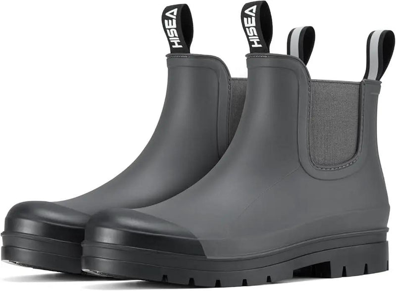 HISEA Women's Short Rain Boots Waterproof Garden Shoes Rubber Chelsea Boots Anti-Slipping Rainboots for Ladies with Comfort Insole Lightweight Stylish Ankle Rain Shoes Outdoor Work Booties by GreenHaven Gardens