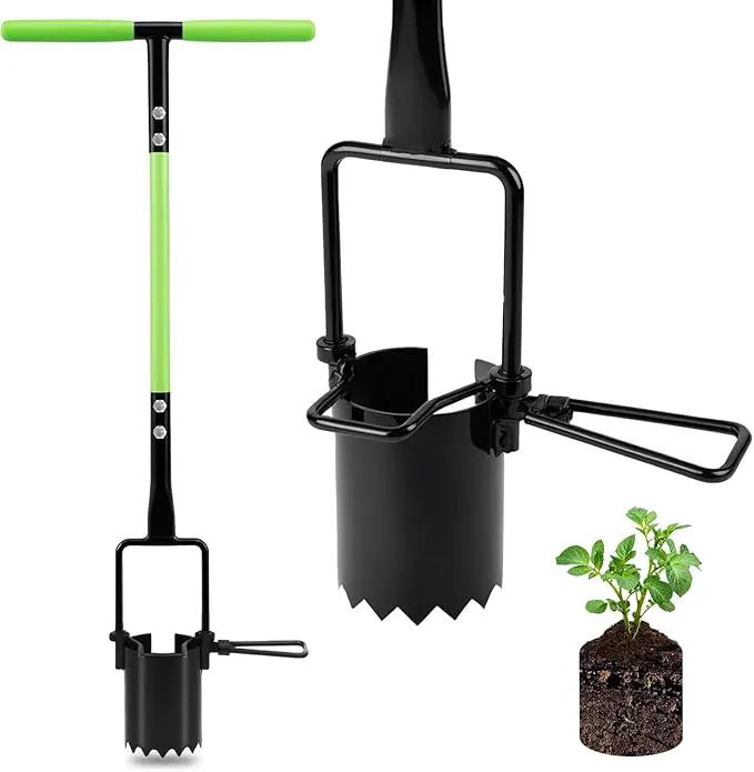 joyhalo Bulb Planter Tool Long Handle, 30in Serrated Base, 5 in 1 Lawn Tool, Sod Cutter, Grass Plugger Tool, Weeding, Transplanting, Garden Hole Digger for Plants, Flower Tulips Daffodils Lily by GreenHaven Gardens