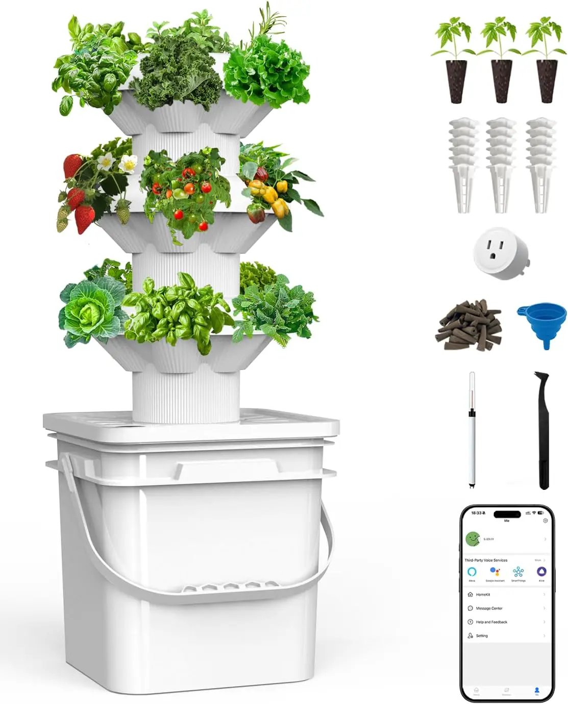 18 Plants hydroponic Growing System kit, hydroponic Tower Indoor Garden, 10-Liter Large-Capacity Water Tank Circulation, soilless Planting Vegetables and Fruits,Suitable for Indoor and Outdoor by GreenHaven Gardens