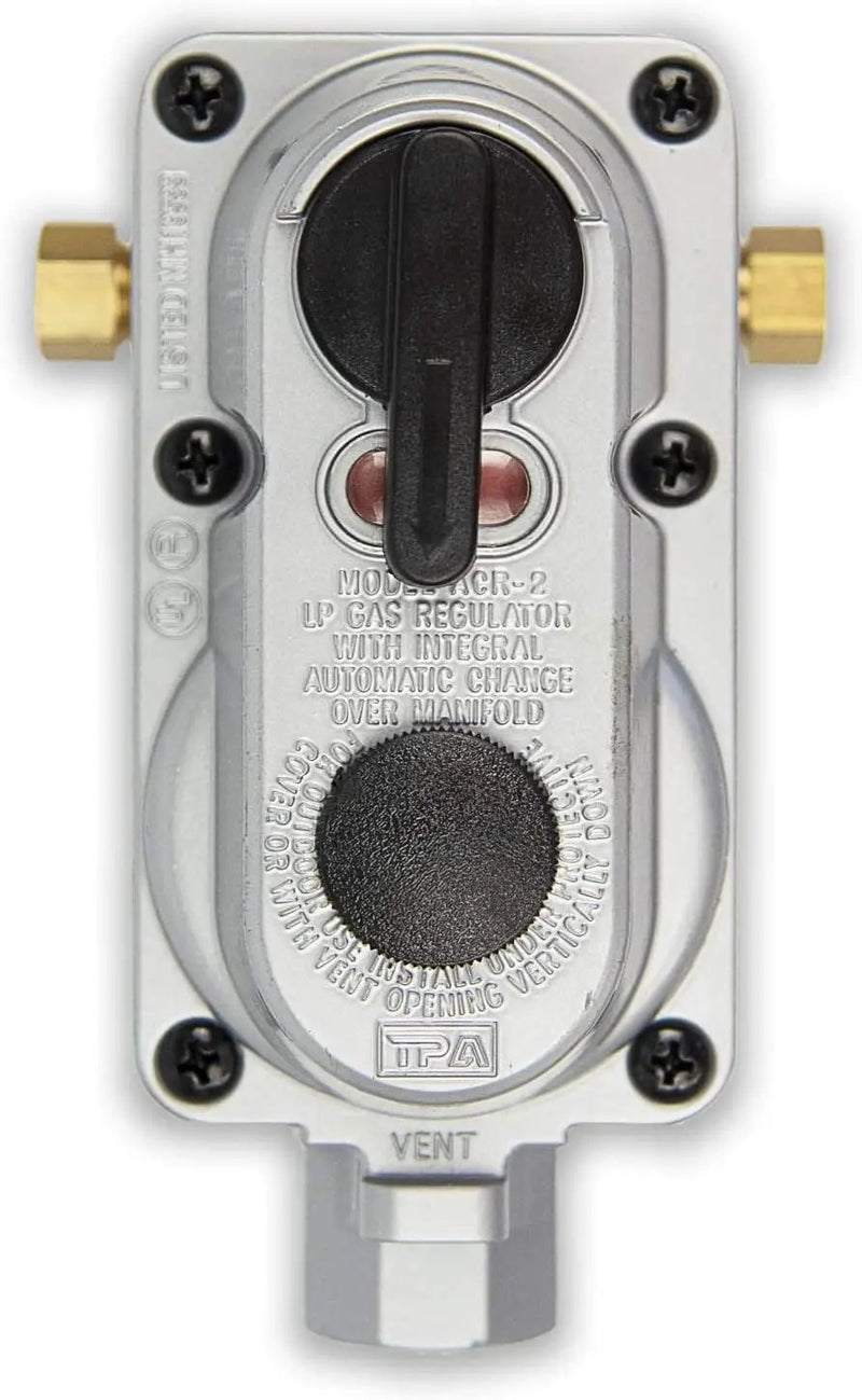 Flame King 2-Stage Auto Changeover LP Propane Gas Regulator with Two 18-inch Steel Braided Pigtail Hoses for RVs, Vans, Trailers by Flame King Products