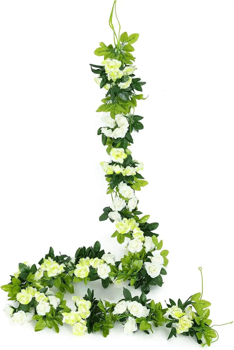 JUSTOYOU 2 Pack (15.8FT) Fake Rose Garland, Artificial Rose Vines Flowers Hanging Silk Rose Vine Wedding Home Backdrop Party Arch Arrangement Decoration by GreenHaven Gardens
