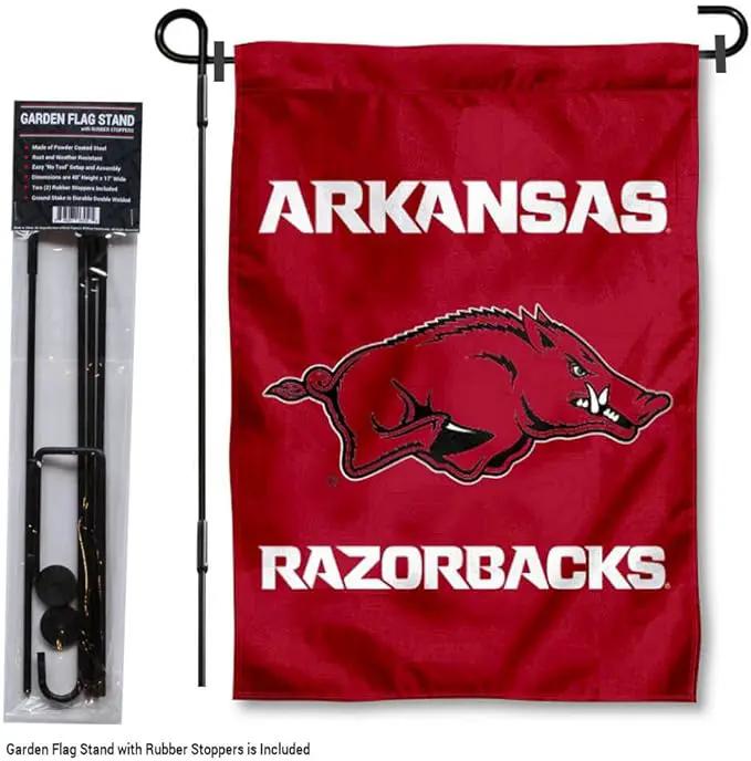 College Flags & Banners Co. Arkansas Razorbacks Garden Flag with Stand Holder by GreenHaven Gardens
