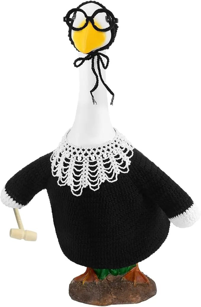Crochet Justice Goose Outfit Handmade Federal Judge Lawn Goose Clothes Halloween Porch Goose Outfit with Glasses and Mallet for 23'' Goose Halloween Outdoor Patio Yard Lawn Art Decoration by GreenHaven Gardens
