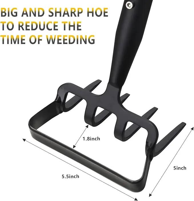 BsBsBest Hoe Garden Tools, 37-62 Inch Gardening Tools for Weeding, Stirrup Hoe Long Handle for Yard Weed Puller, Scuffle Hula Adjustable Weeding Loop Hoe for Lawn, Vegetable, Soil, Planting Black by GreenHaven Gardens