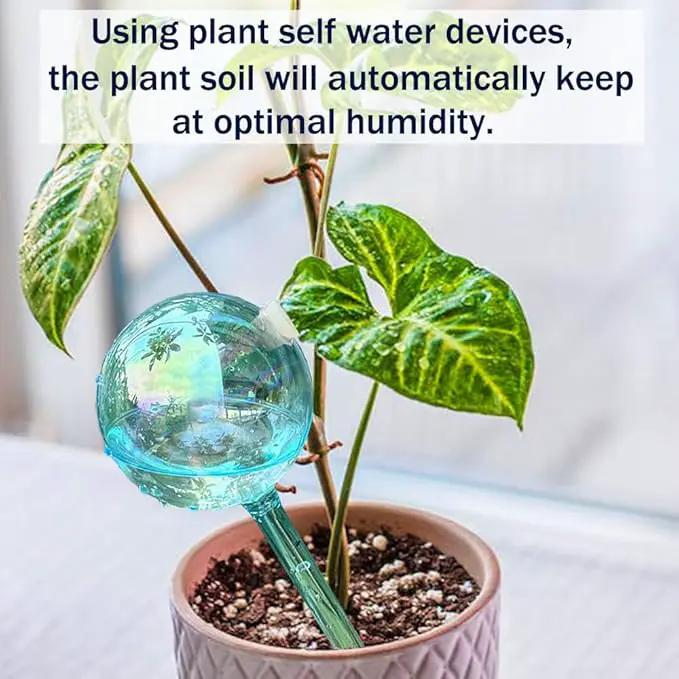 2pcs Galss Plant Watering Devices, Planter Self Watering Globes for Home Potting, Garden Flower Plant Watering Spikes Automatic Plant Waterer System Set for Indoor Outdoor Plant Daily Watering by GreenHaven Gardens