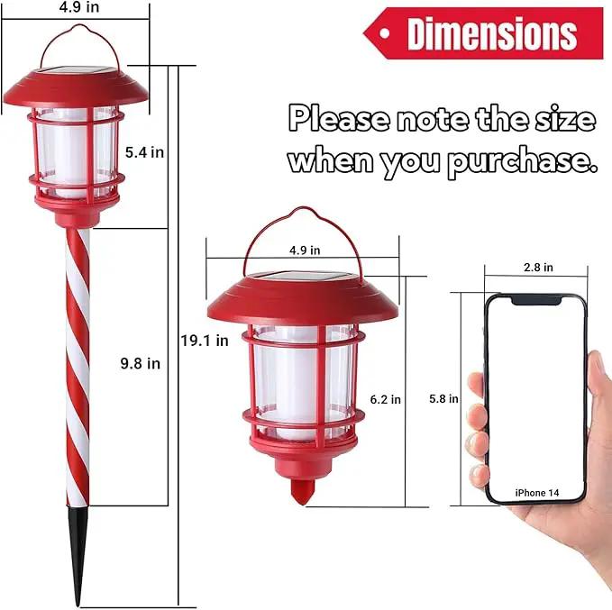 Dynaming 6 Pack Christmas Solar Flame Garden Lights Outdoor, Dual Use Flickering Flame Torch Candy Cane Pathway Marker, Xmas Hanging Lantern Lights, Waterproof & Auto On/Off for Patio Walkway Driveway by GreenHaven Gardens