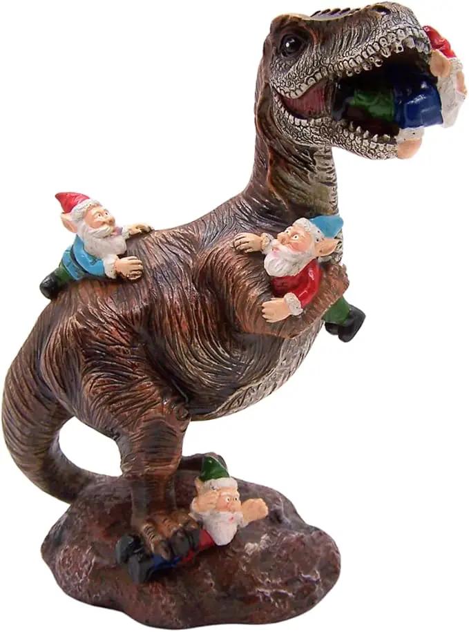 Wowser Gnome Statue: Funny Garden Figurine - Unique Home & Outdoor Decor (T-Rex), Gnome Decoration for Yard by GreenHaven Gardens