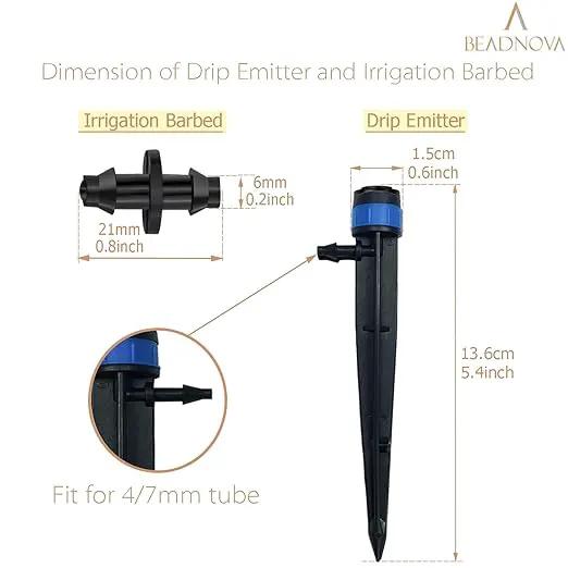 BEADNOVA Drip Irrigation Spray Emitters 50pcs Drip Emitters for 1/4 Inch with Straight Coupling Full Circle Micro Sprinkler Adjustable Irrigation Drippers for Drip Irrigation Parts Garden Patio Lawn by GreenHaven Gardens