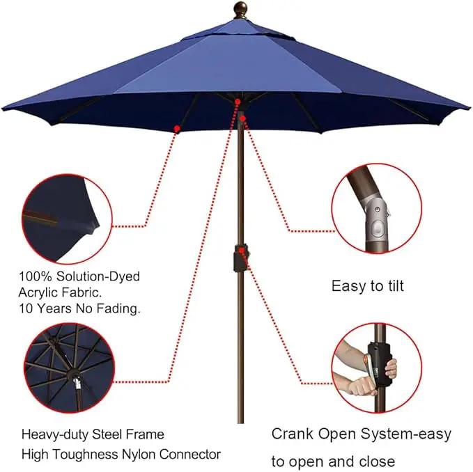 EliteShade USA 10-Year-Non-Fading 9Ft Market Umbrella Patio Umbrella Outdoor Table Umbrella with Ventilation, Navy Blue by GreenHaven Gardens