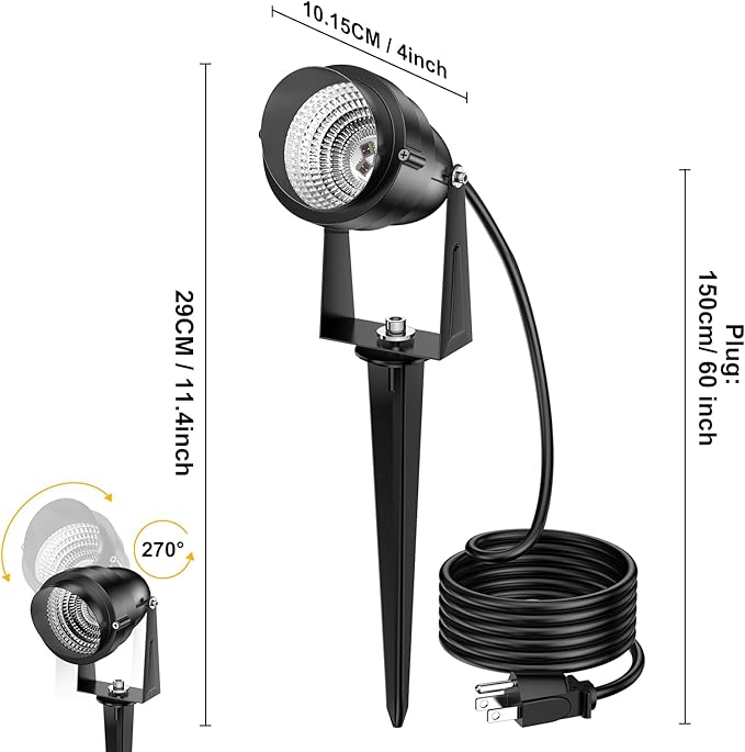 1500LM LED High Brightness Outdoor Landscape Lighting 15W RGBCW Color Changing Landscape Lights Remote Control Spot-Lights with Plug in IP66 Waterproof Flood Light for Garden - 2 Pack by GreenHaven Gardens