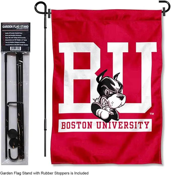 College Flags & Banners Co. Boston Terriers Garden Flag with Pole Stand Holder by GreenHaven Gardens