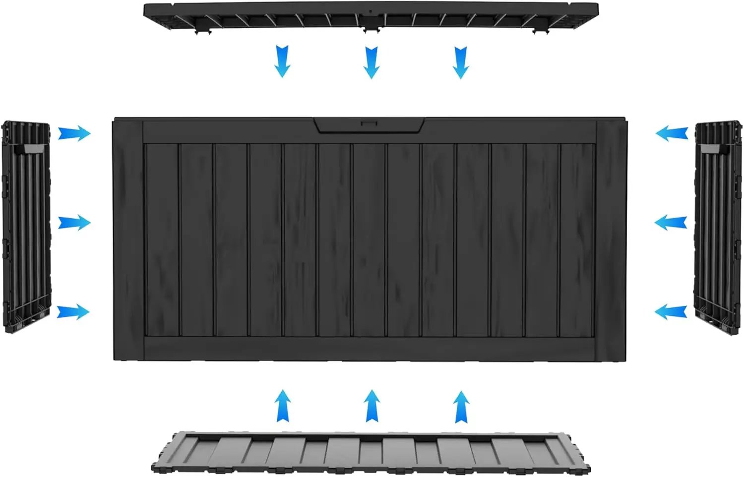 75 Gallon Waterproof Large Resin Deck Box Indoor/Outdoor Lockable Storage Container and Seating for Garden, Pool, and Patio (75 Gallon, Black) by GreenHaven Gardens