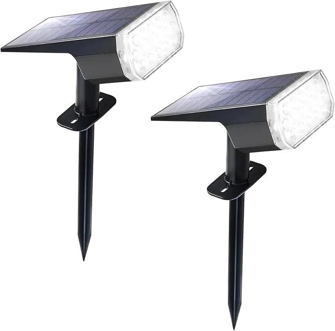 Solar Lights Outdoor Waterproof: IP65 Led Spot Light Decorations for Garden Patios - 3 Lighting Modes Solar Powered for Yard - Dust to Dawn Uplighting Landscape Pathway Drive 2PC White by GreenHaven Gardens