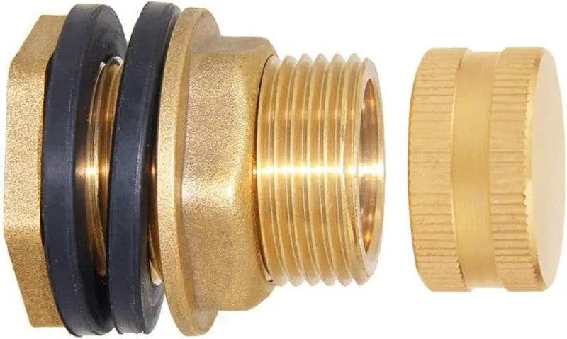 Joywayus Brass Male Garden Hose Bulkhead Fitting with Plugs,1/2" Female 3/4" GHT Male Water Tank Connector Threaded and 3/4" GHT Female Outer Hex Head End Pipe Caps Drain/Flush Port Kit by GreenHaven Gardens