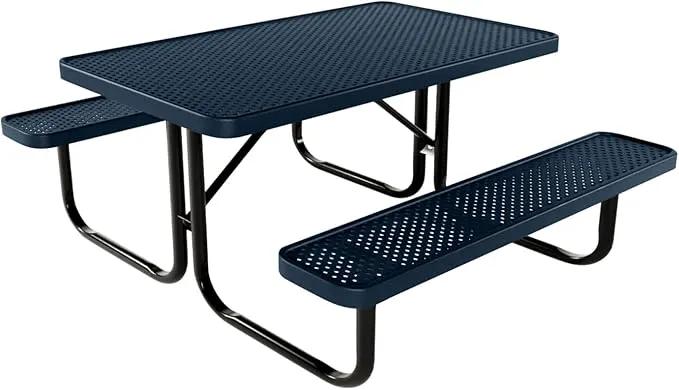 Coated Outdoor Furniture Heavy-Duty Portable Outdoor Kids Table, Punched Steel Kids Picnic Table, Commercial-Grade Picnic Table, Made in America (4ft Rectangular, Childrens, Dark Blue) by GreenHaven Gardens